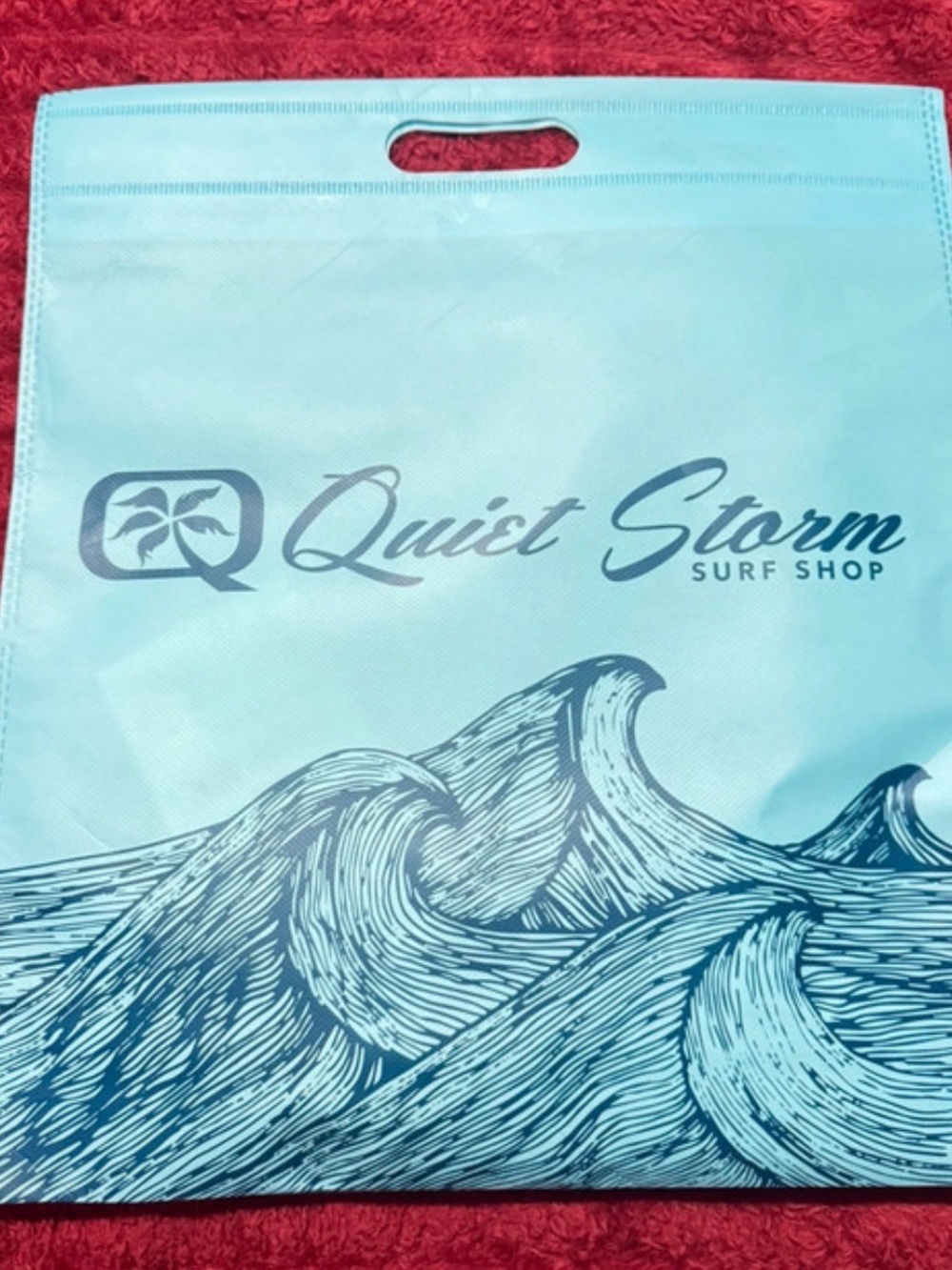 Quiet Storm Surf Shop Reusable Tote - Aqua Blue Wave Print